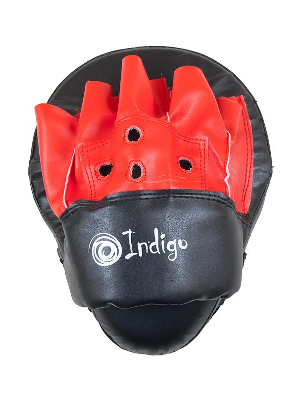 Mitaines De Boxe Courbées En PU (Paire) INDIGO Noir-Rouge 26*20*9 cm