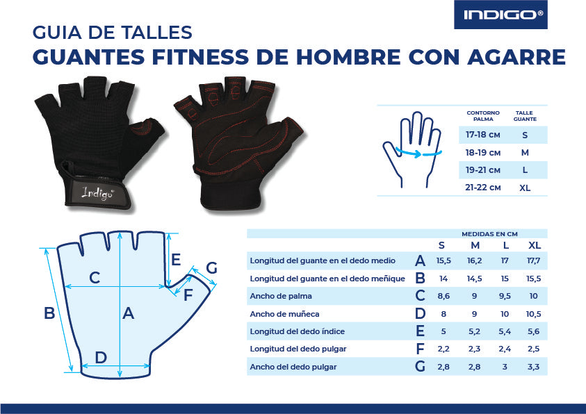 Guantes Fitness con Ajuste de Ante Elastano y Neopreno para Hombre INDIGO Negro