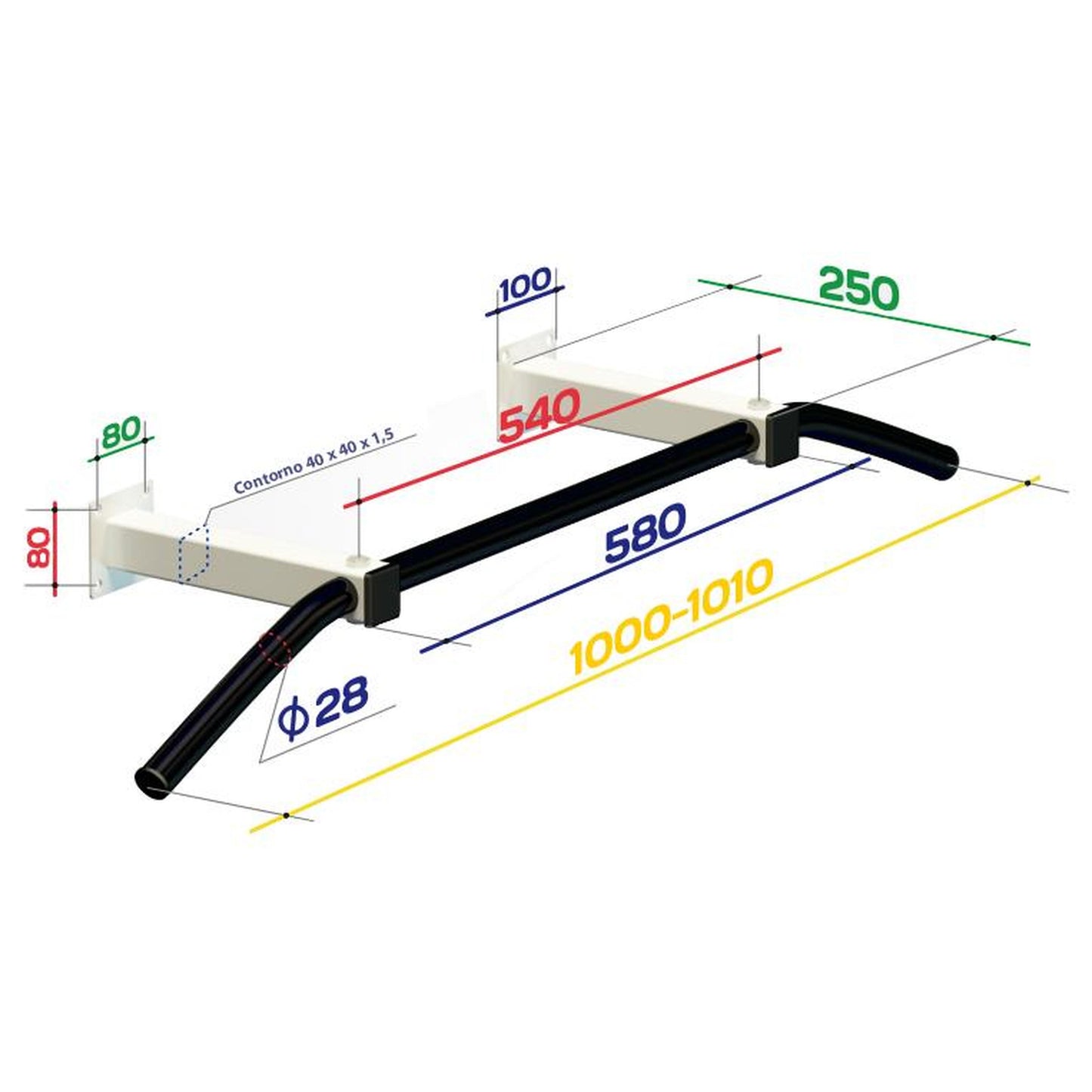 Wall-Mounted Pull-Up Bar Up to 150 kg SLIM1 SPEKTR White 102 cm
