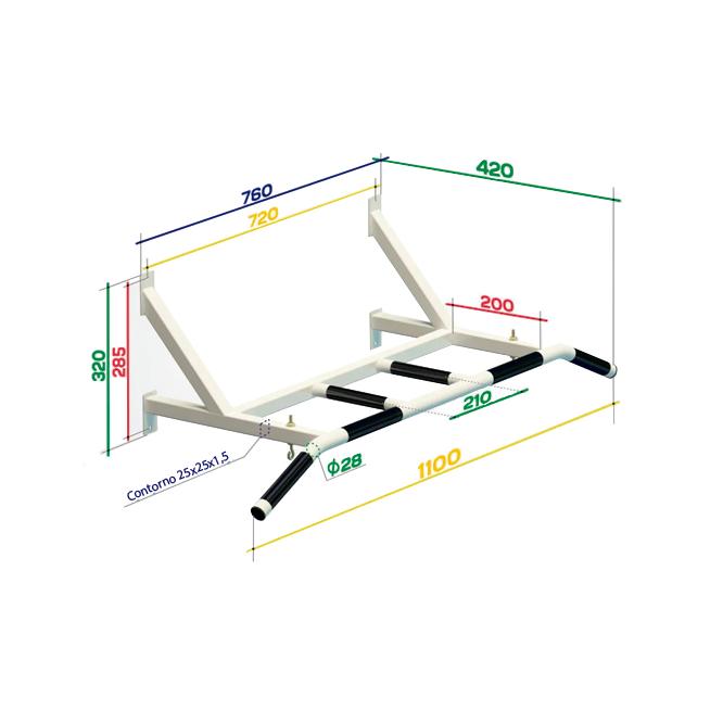 Barra de Dominadas de Pared hasta 150 Kg CLASSIC2 SPEKTR 76*32*42 cm