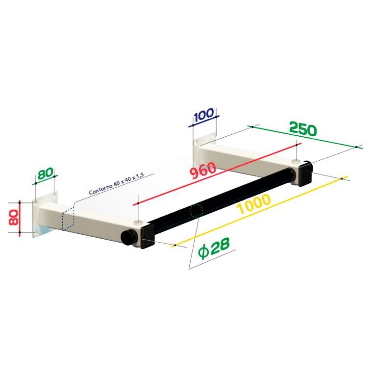 Barra de Elevações de Parede Até 150 kg SLIM2 SPEKTR 100*25 cm