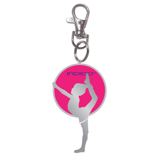 Keychain Girl with Hoop INDIGO White-Pink