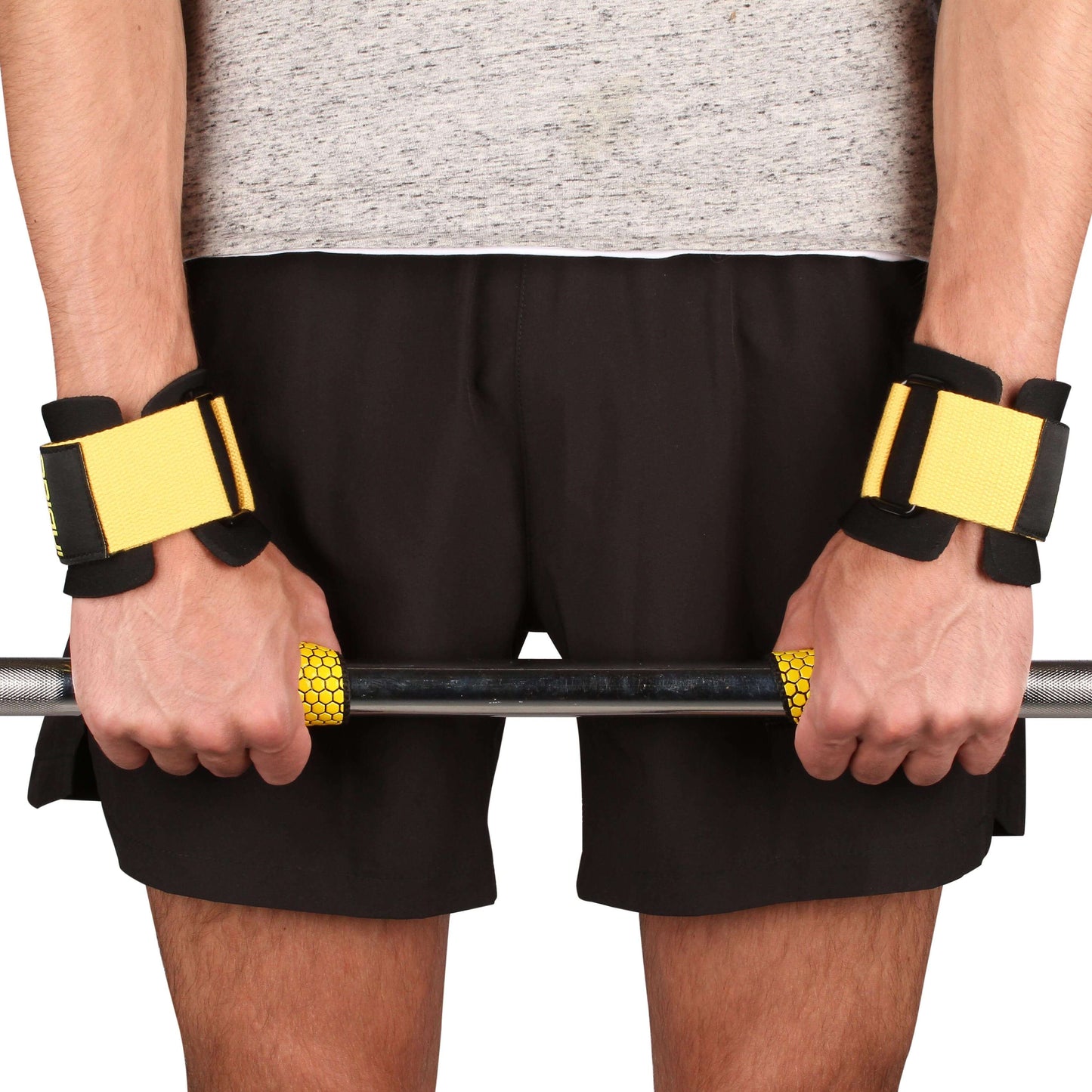 Faixas de Pulso Para Levantamento de Peso Deadlift (par) INDIGO Preto-Amarelo