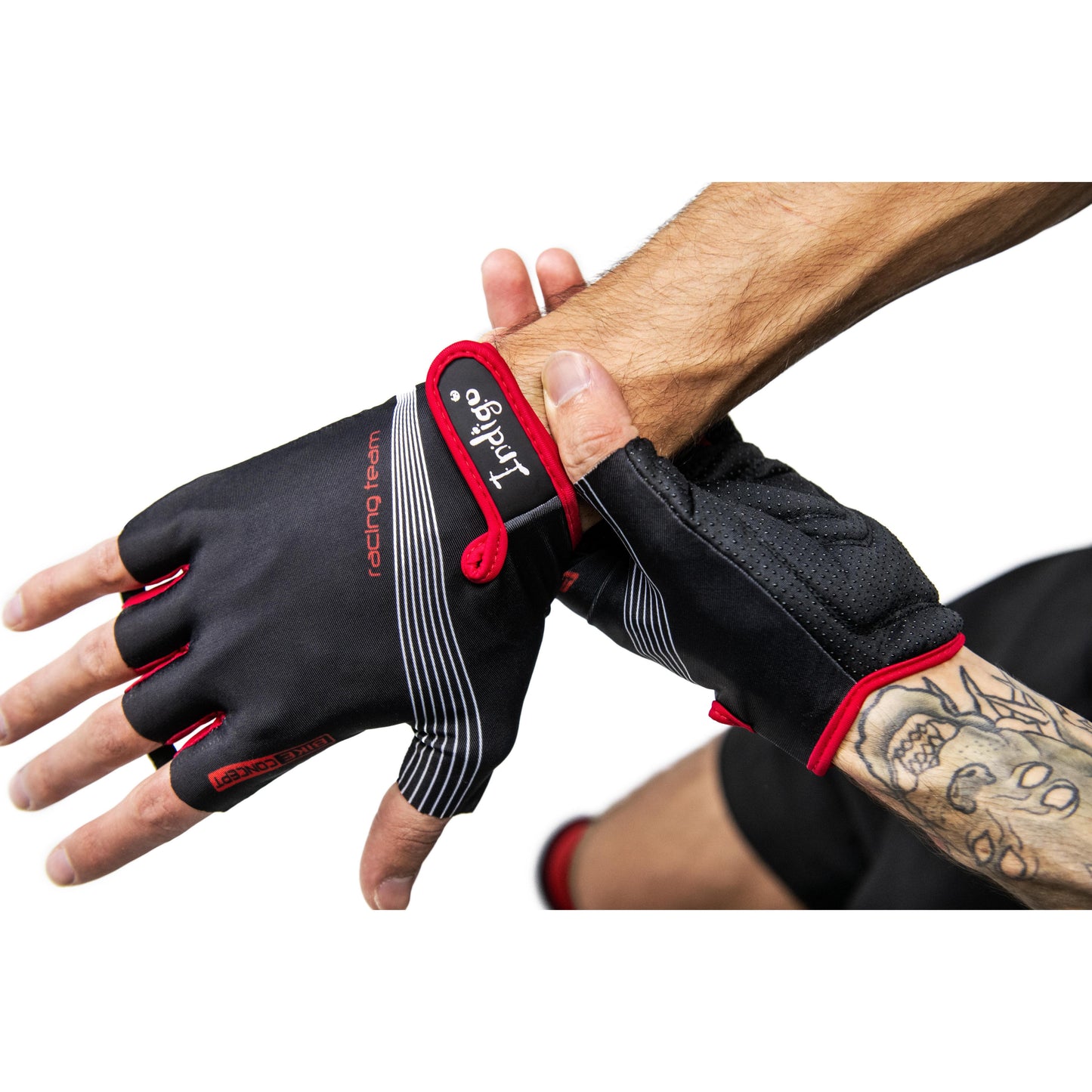 Luvas Ciclismo e Fitness Masculinas INDIGO Preto-Vermelho