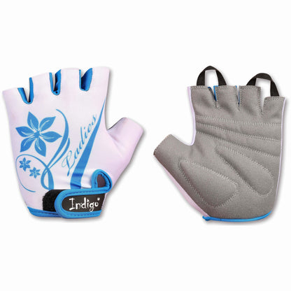 Guantes Ciclismo Mujer INDIGO Blanco-Azul