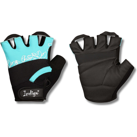 Guantes Fitness de Elastano Piel y Neopreno para Mujer INDIGO Turquesa