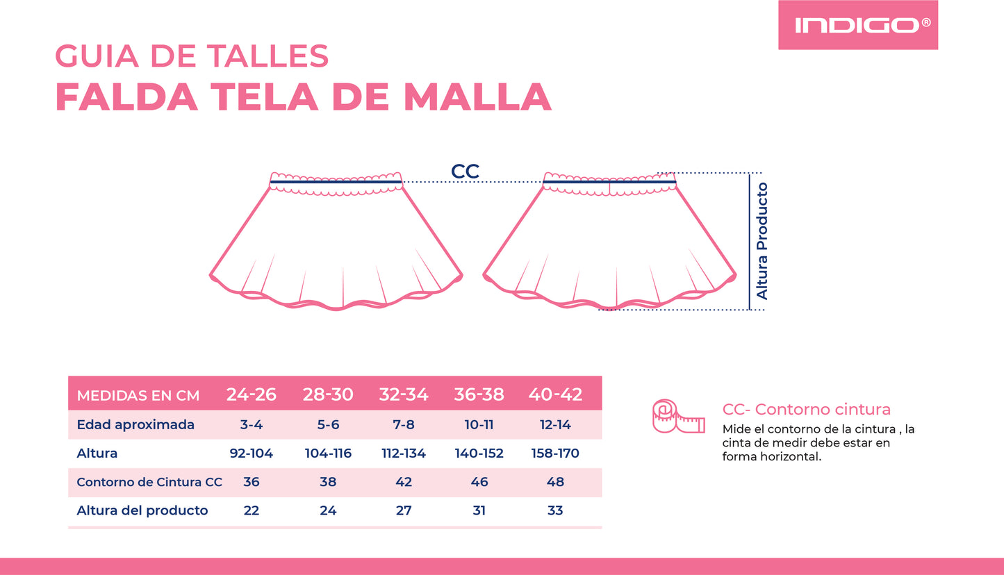 Saia de Ginástica Rítmica em Tecido Malha INDIGO Branca