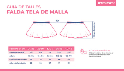 Saia de Ginástica Rítmica em Tecido Malha INDIGO Branca