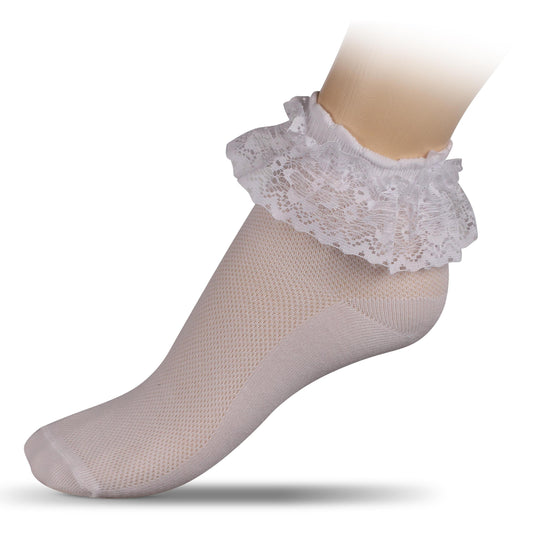 Chaussette De Gymnastique Et Danse Avec Dentelle INDIGO