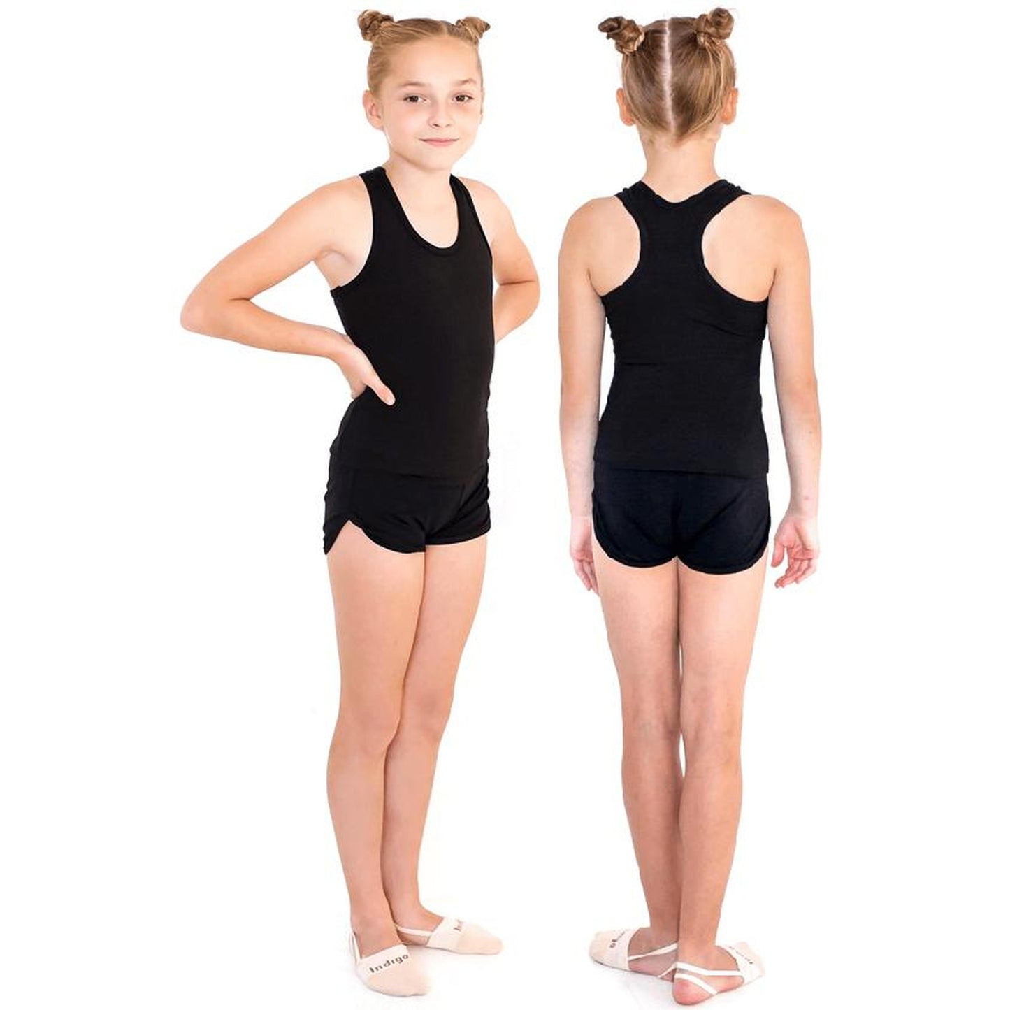 Shorts de Gimnasia para Niñas con Ribete INDIGO Negro