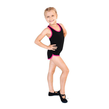 Shorts de Gimnasia para Niñas con Ribete INDIGO Negro-Fucsia