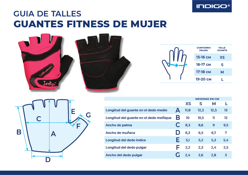 Guantes Fitness de Elastano para Mujer INDIGO Rosa-Negro