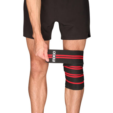 Elastic Knee Support Band INDIGO Black-Red 2m