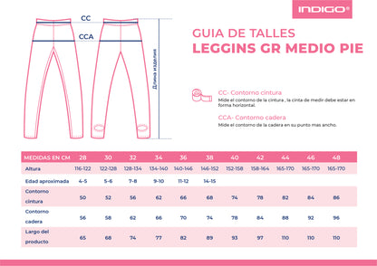 Leggings de Ginástica Rítmica com Meio Pé INDIGO Preto