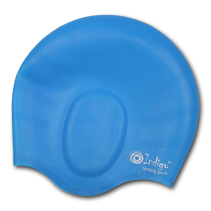 Gorro de Natación con Protección de Oído de Silicona Impermeable INDIGO