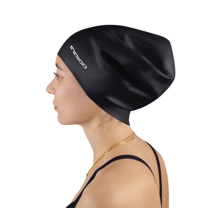 Gorro de Natación Silicona para Cabellos Largos Extra Grande INDIGO