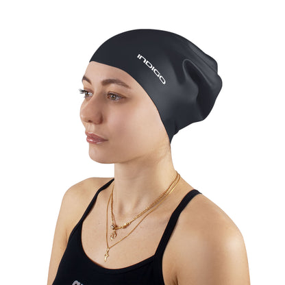 Gorro de Natación Silicona para Cabellos Largos Extra Grande INDIGO