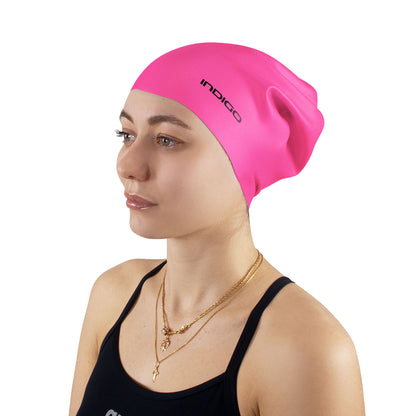 Gorro de Natación Silicona para Cabellos Largos Extra Grande INDIGO