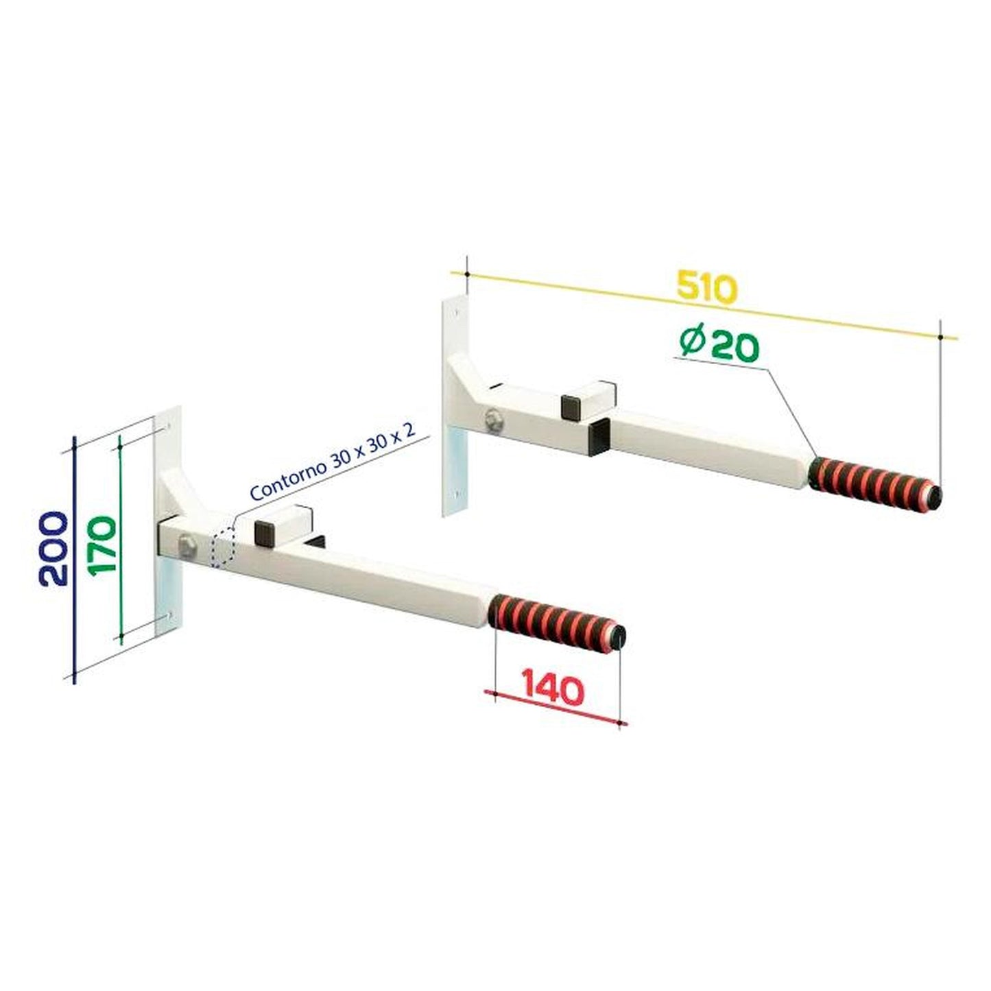 Barra de parede dobrável até 200 kg PULSE SPEKTR 57*16 cm