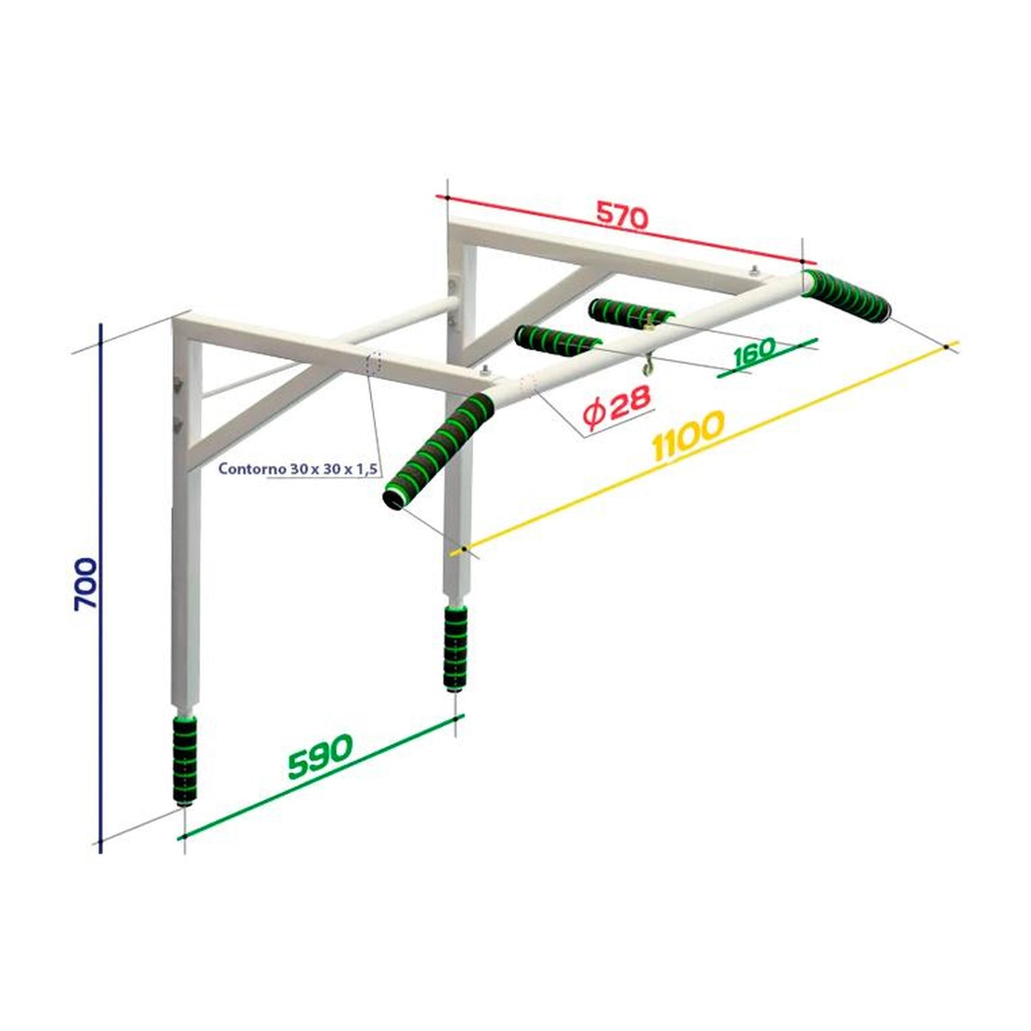 Barra Horizontal de Pared hasta 180 Kg con Bisagras "2 en 1" REKRUT2 SPEKTR 70*59*57 cm Blanco