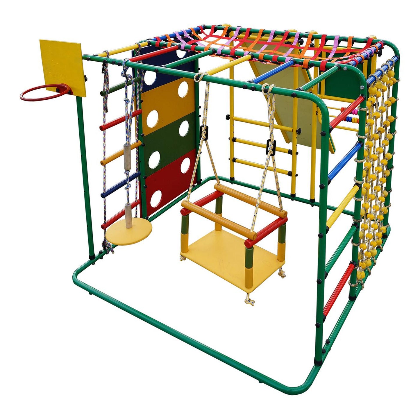 Gimnasio Infantil de Suelo con Escalera, Columpio y Tobogán KUBIK 203*121*115 cm