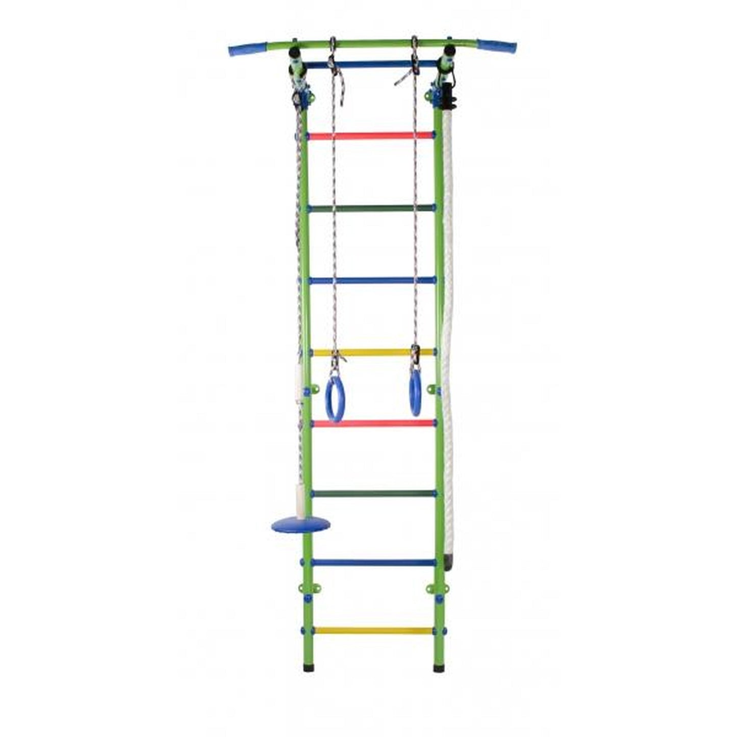 Ginásio de Parede Infantil com Encosto, Argolas e Baloiço START1 217*63*5,25 cm Azul Claro-Arco-Íris